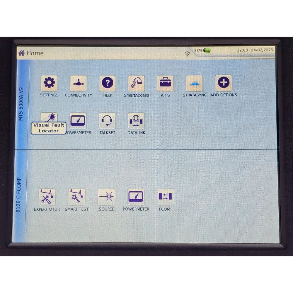 MTS 6000A V2 OTDR screen displaying FCOMP Fiber Complete software interface