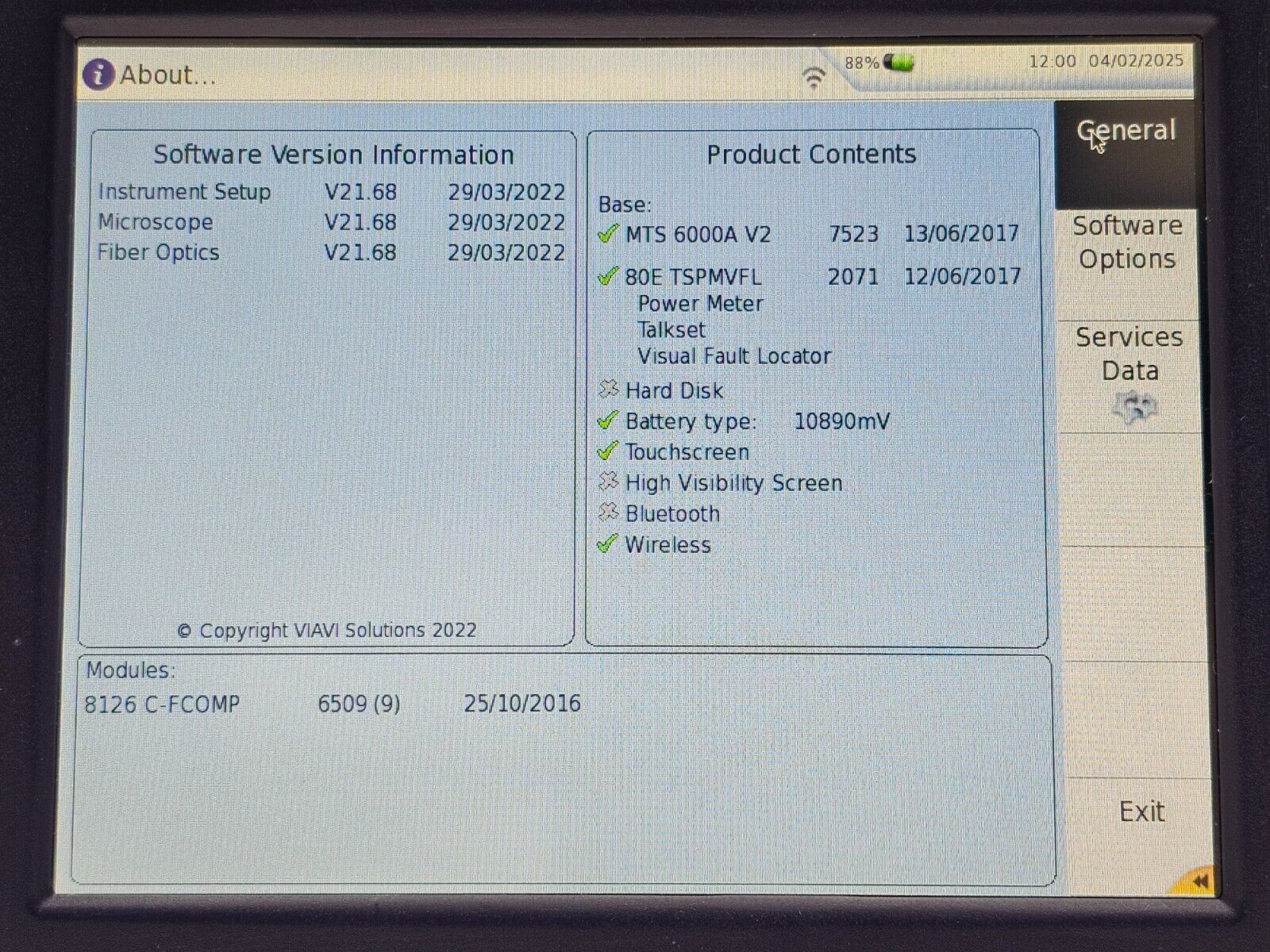 Viavi JDSU MTS 6000A V2 + 8126C SM OTDR 1310/1550nm 47 dB with FCOMP Software