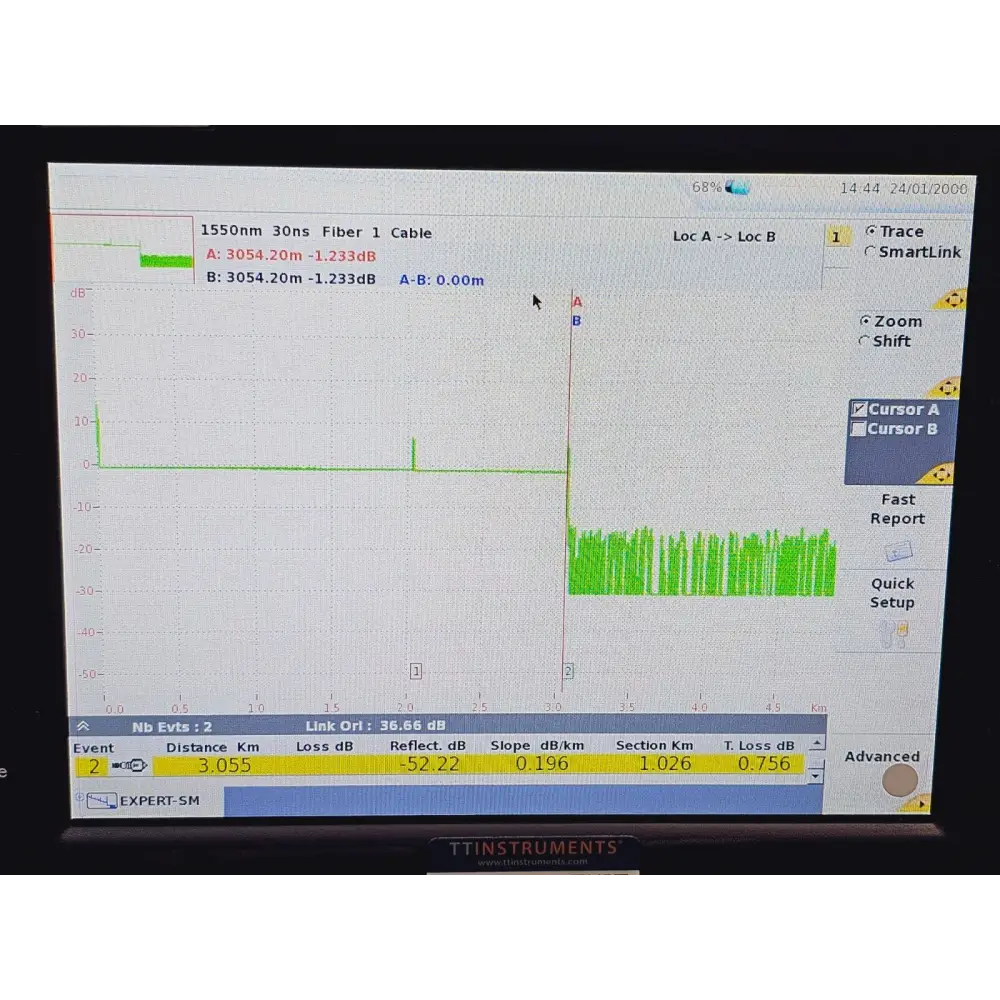 Viavi MTS 6000A V2 OTDR angled view showing high visibility display screen