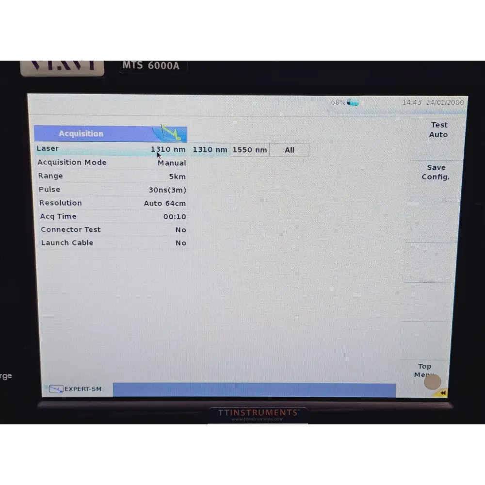 Viavi MTS 6000A V2 serial number and asset label close-up