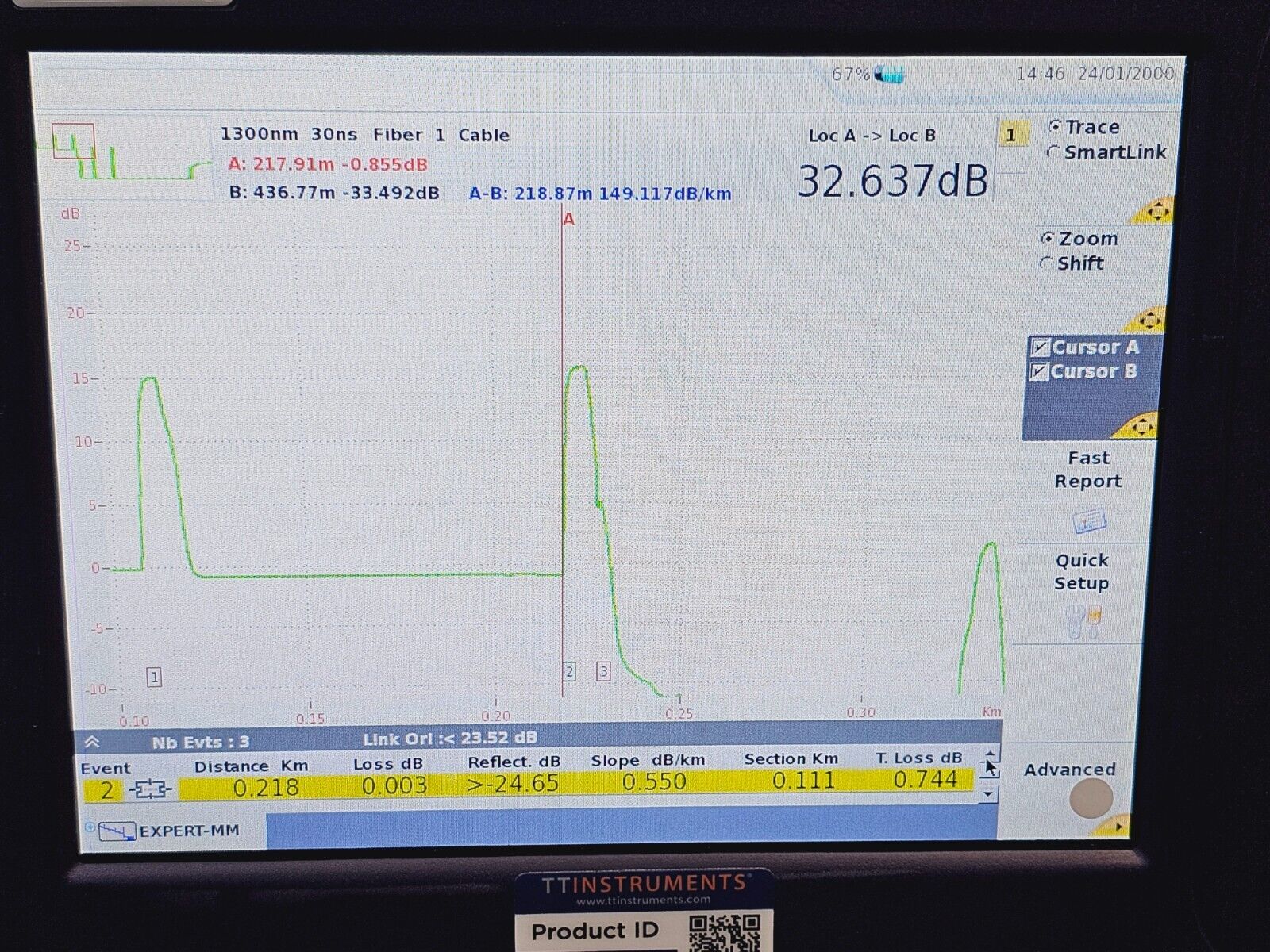 Viavi JDSU MTS 6000A V2 + 8146 SRL QUAD OTDR MM 850/1300 SM 1310/1550 nm PC-SC