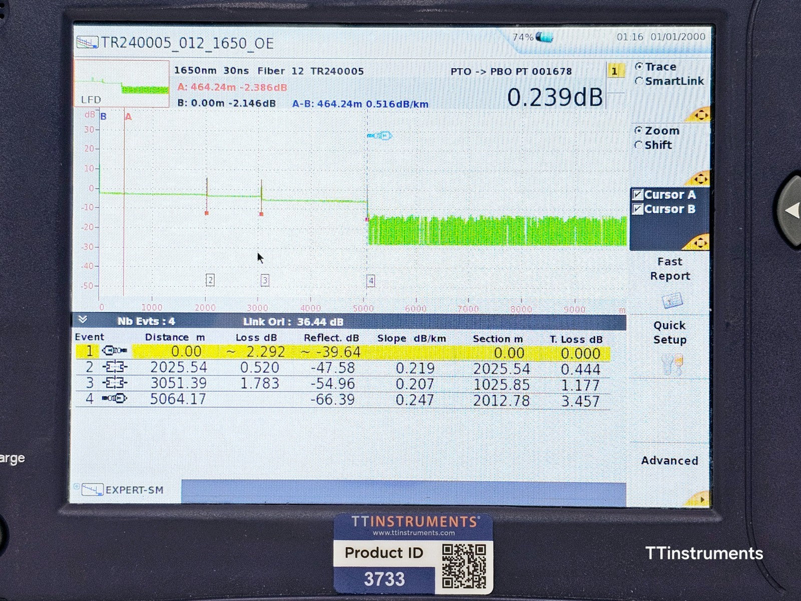 Viavi JDSU MTS 6000A V2 + E8118 RLR65 SM OTDR Long Range 41 dB 1650nm Live APC