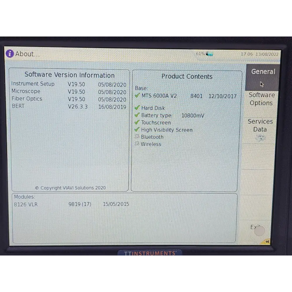 Viavi MTS 6000A V2 OTDR system with carry case open showing unit inside