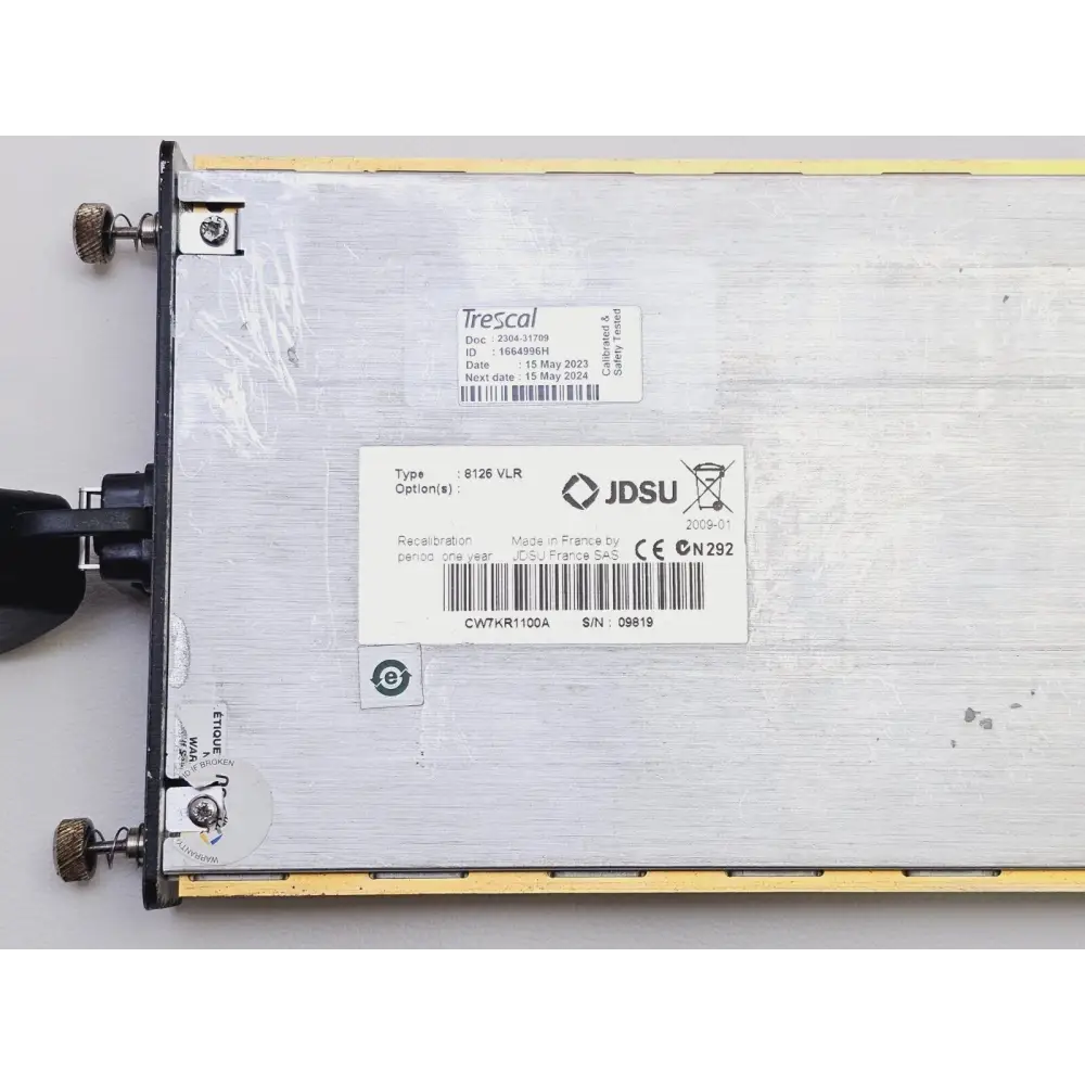Viavi 8126 VLR module label showing 1310/1550 nm and 45/43 dB specifications