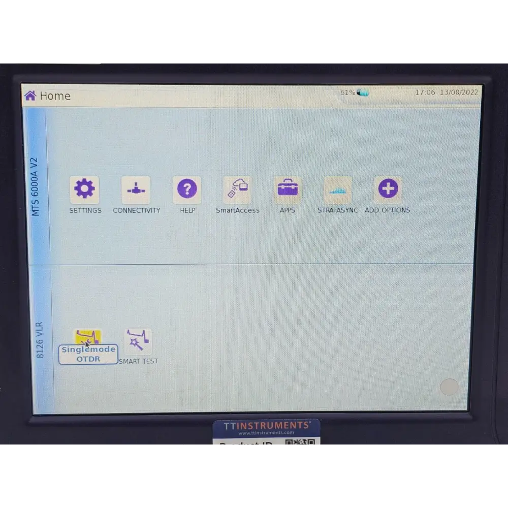Viavi MTS 6000A V2 serial number and model label on unit body
