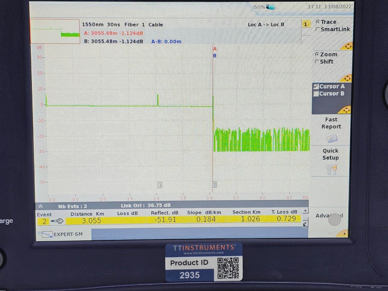 Viavi JDSU MTS 6000A V2 w/ 8126 VLR OTDR 1310/1550 nm 45/43 dB Very Long Range