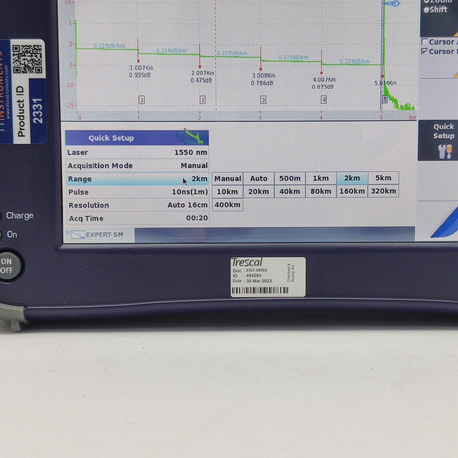 Viavi JDSU MTS 6000A V2 w/ 8126B SM OTDR 1310/1550 nm 41/40 dB E8126B APC 400KM