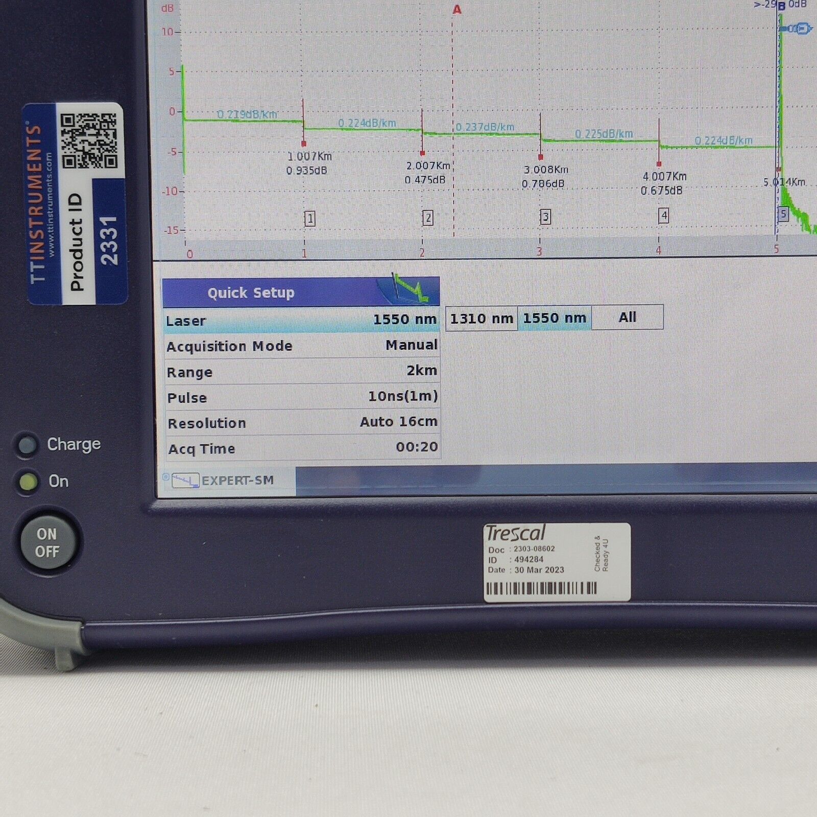 Viavi JDSU MTS 6000A V2 w/ 8126B SM OTDR 1310/1550 nm 41/40 dB E8126B APC 400KM