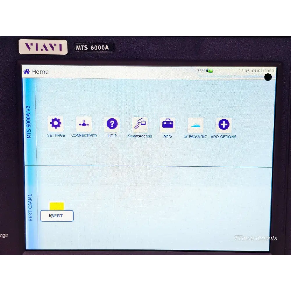 MTS 6000A V2 Ethernet test interface screen showing test parameters