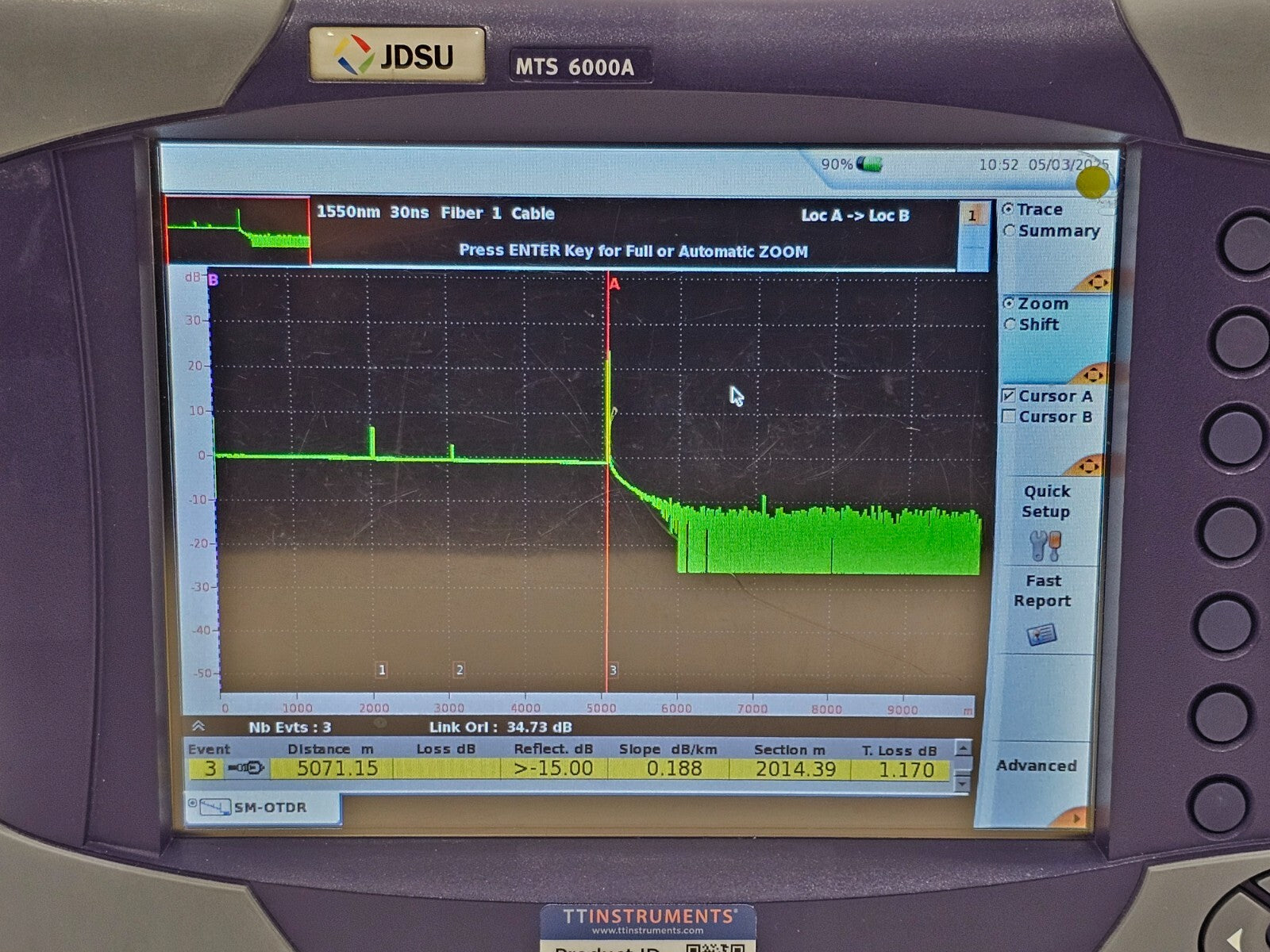 Viavi JDSU MTS 6000A w/ 8126 MR OTDR 1310/1550 nm SM 40/38 dB MR