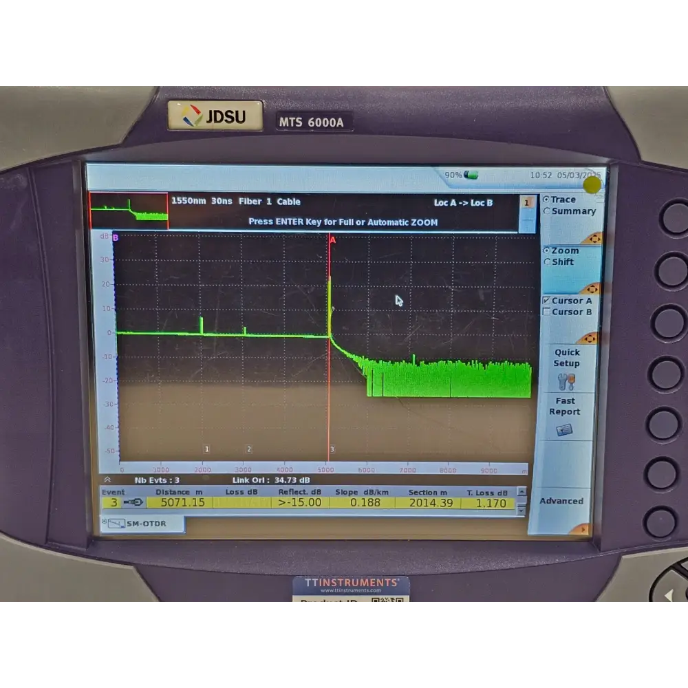 Full kit view of Viavi JDSU MTS 6000A OTDR system with all included items