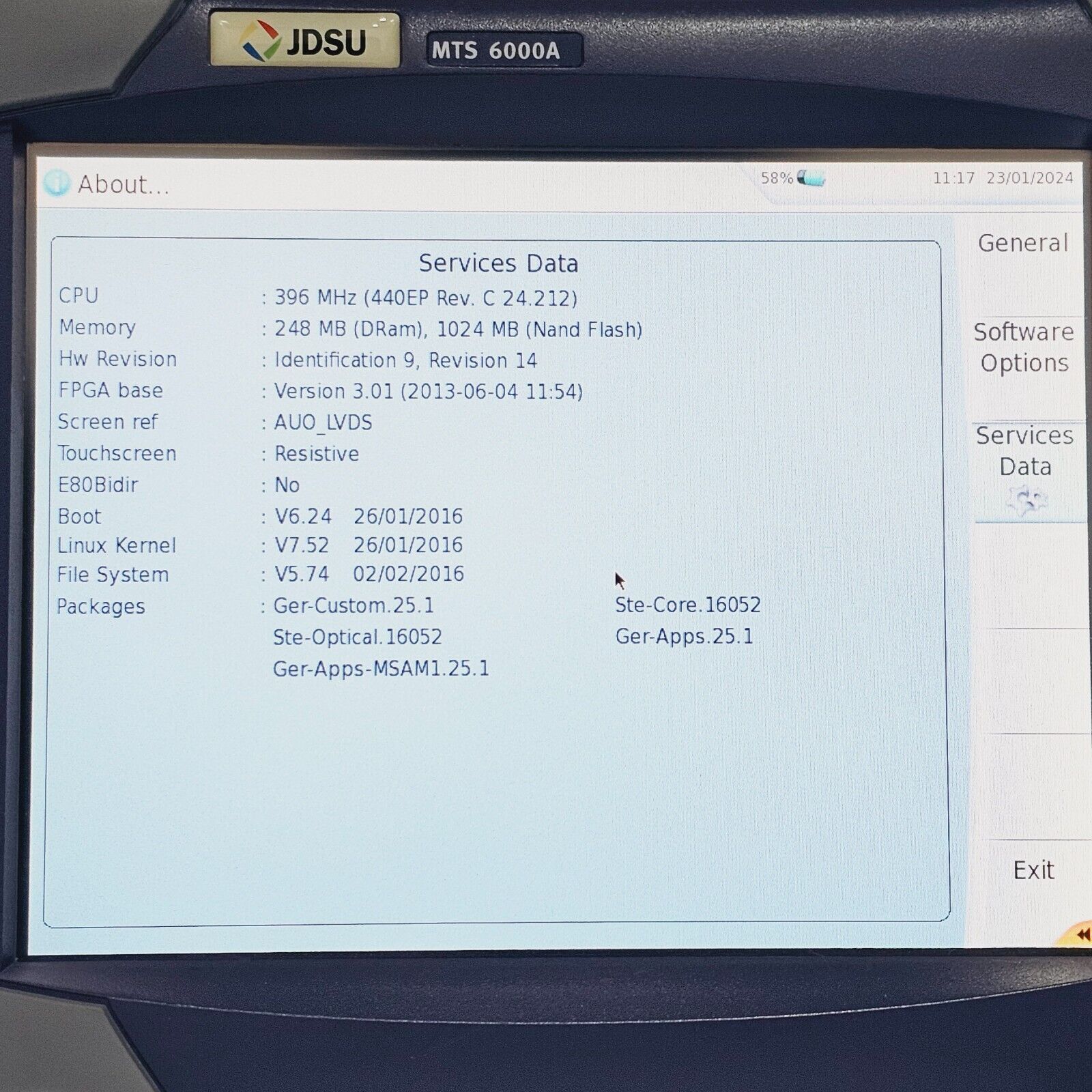 Viavi JDSU MTS 6000A w/ 8138 VLR49 1310/1490/1550 nm SM OTDR VLR 45/42/43 dB APC