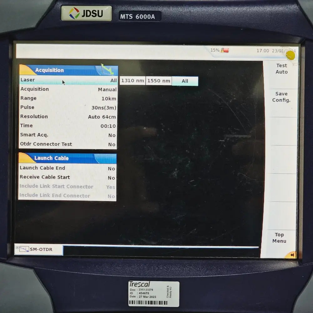 MTS 6000A unit angled three-quarter view showing keypad and screen