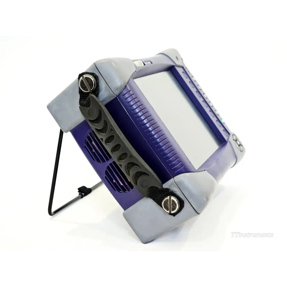 JDSU MTS 6000A left-side view showing ventilation grilles, module slot covers and kickstand support