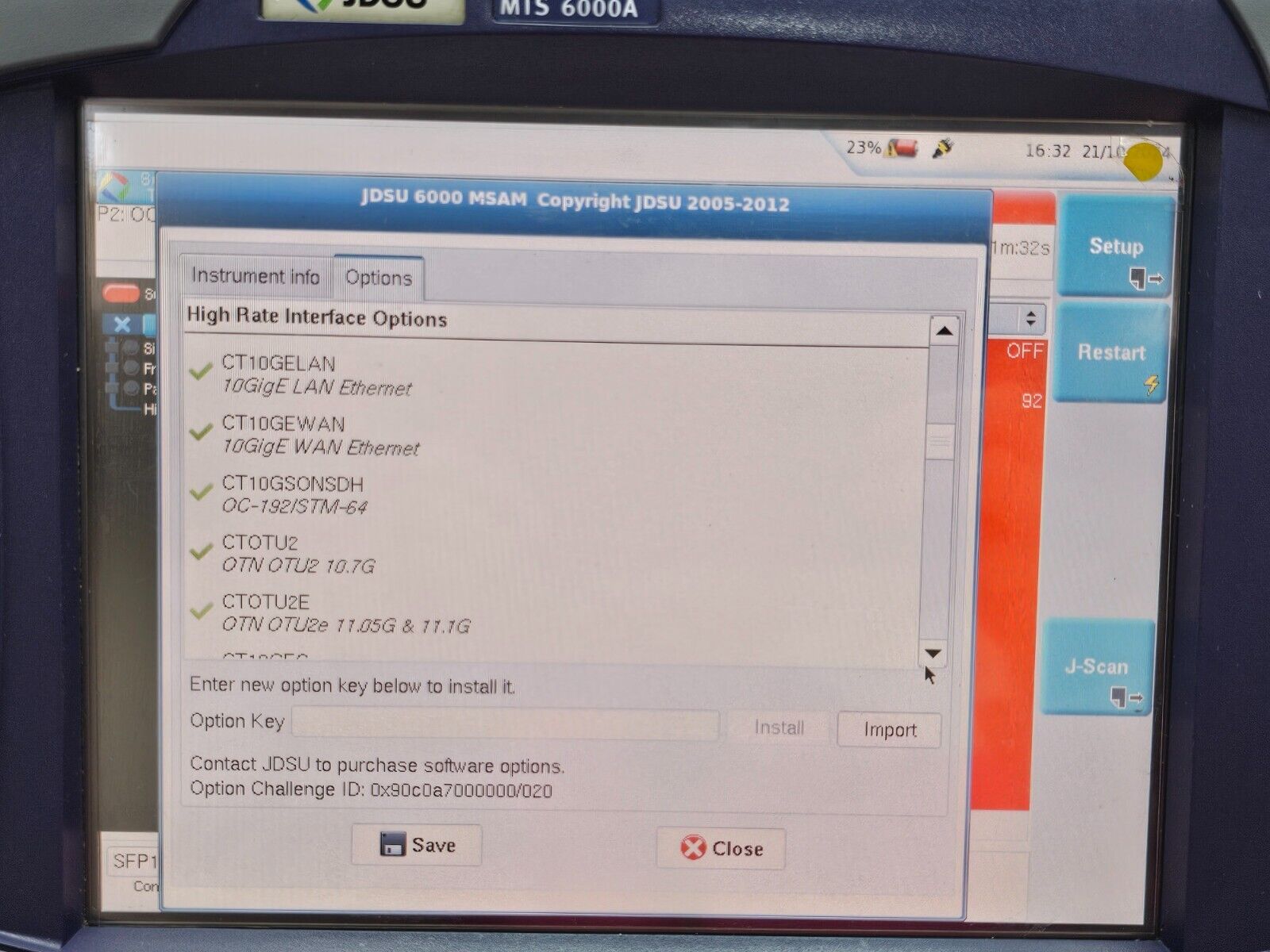 Viavi JDSU MTS 6000A with BERT MSAM C1004 Module 1G Ethernet Fibre Channel OTN