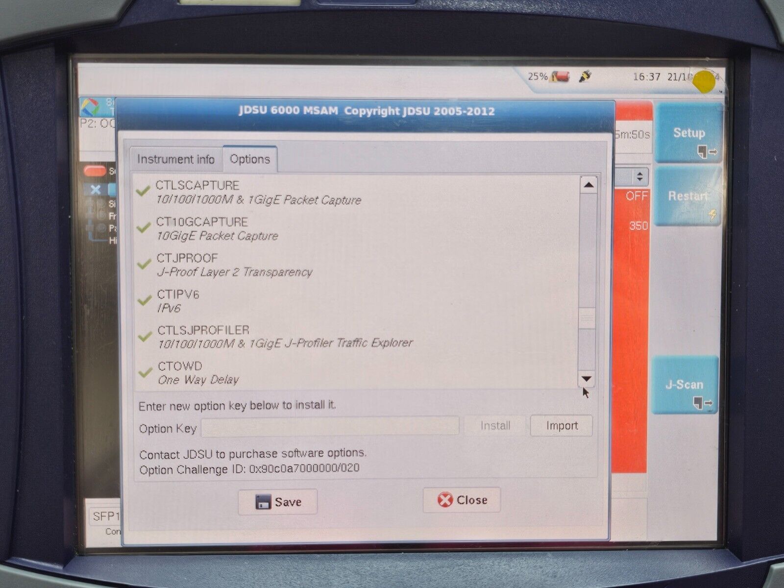 Viavi JDSU MTS 6000A with BERT MSAM C1004 Module 1G Ethernet Fibre Channel OTN