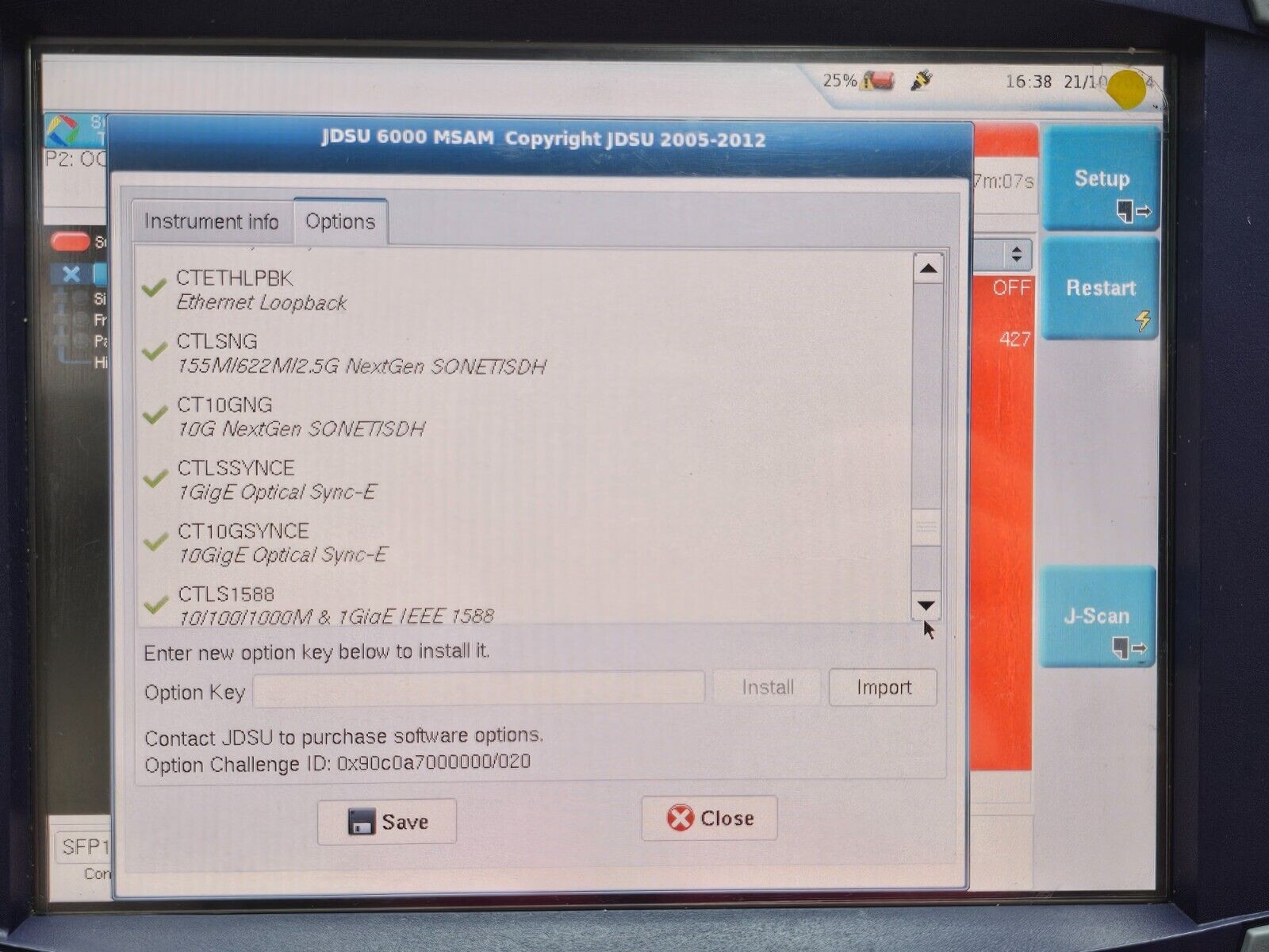 Viavi JDSU MTS 6000A with BERT MSAM C1004 Module 1G Ethernet Fibre Channel OTN