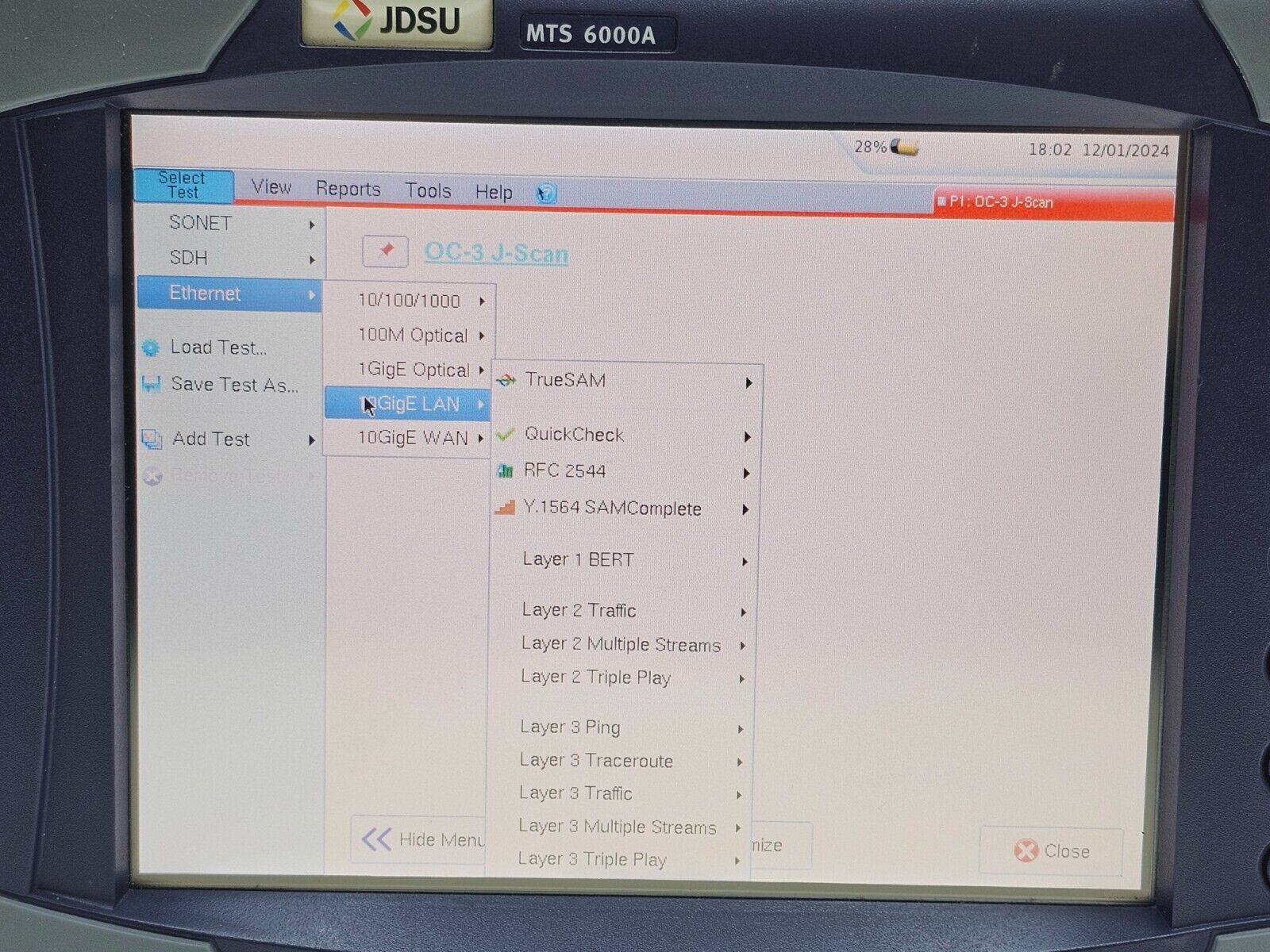 Viavi JDSU MTS 6000A with BERT MSAM-V2 10G LAN WAN RFC 2544 Y.1564 Layer 1 2 3