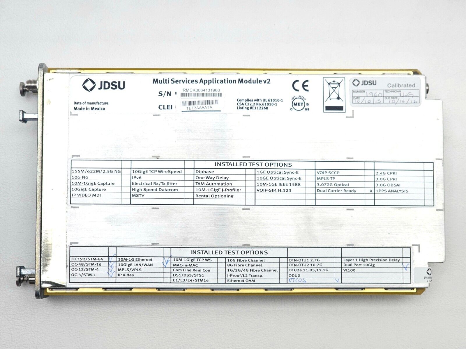 Viavi JDSU MTS 6000A with BERT MSAM-V2 10G LAN WAN RFC 2544 Y.1564 Layer 1 2 3
