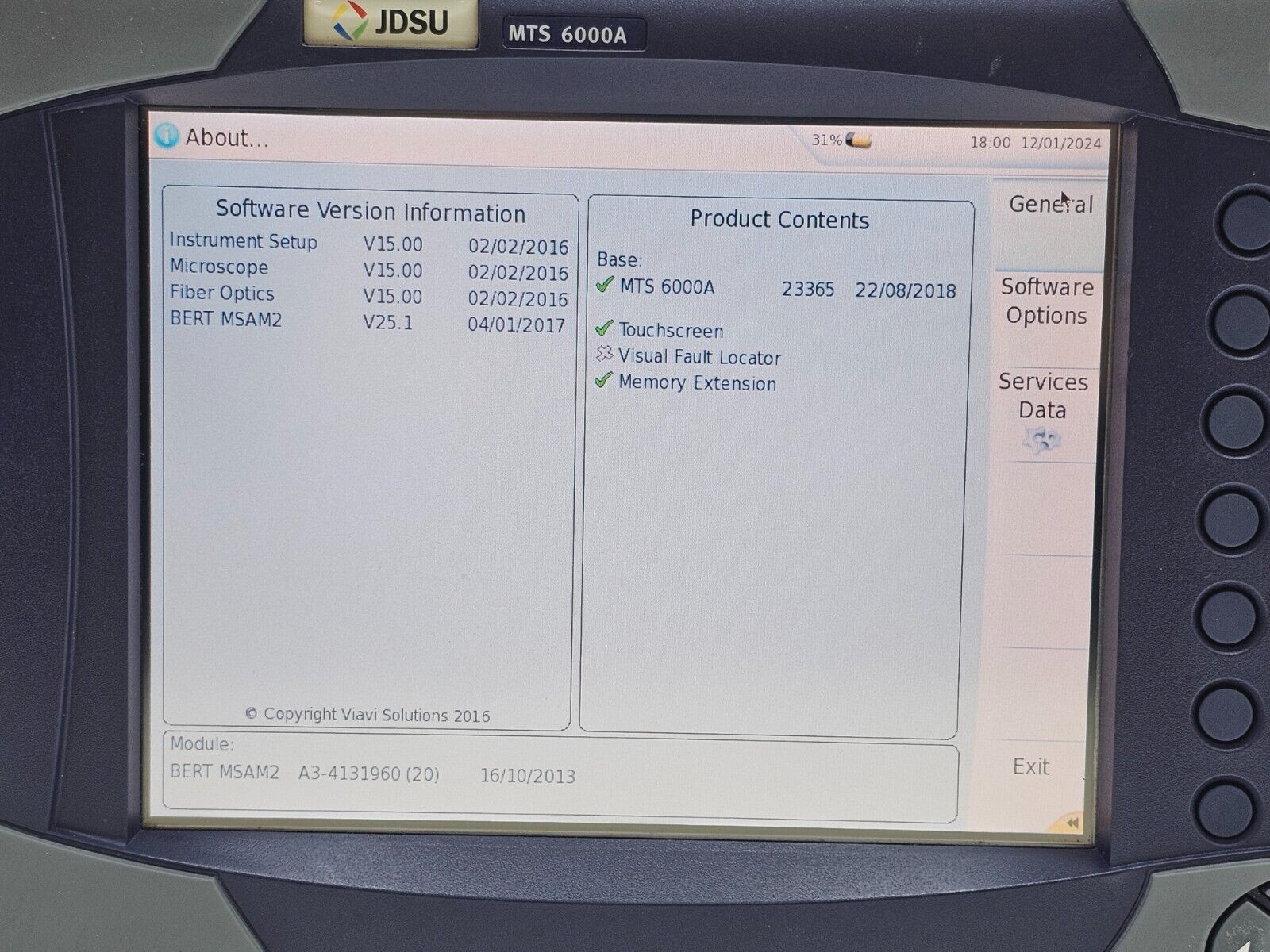 Viavi JDSU MTS 6000A with BERT MSAM-V2 10G LAN WAN RFC 2544 Y.1564 Layer 1 2 3