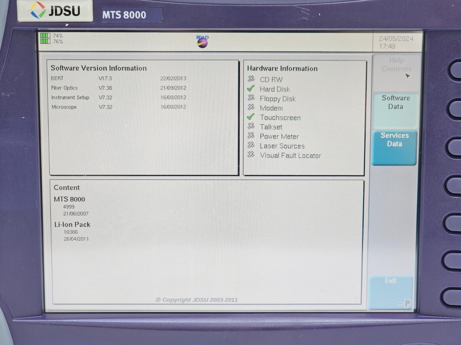 Viavi JDSU MTS 8000 Mainframe Platform with E8100 Dual Module Carrier