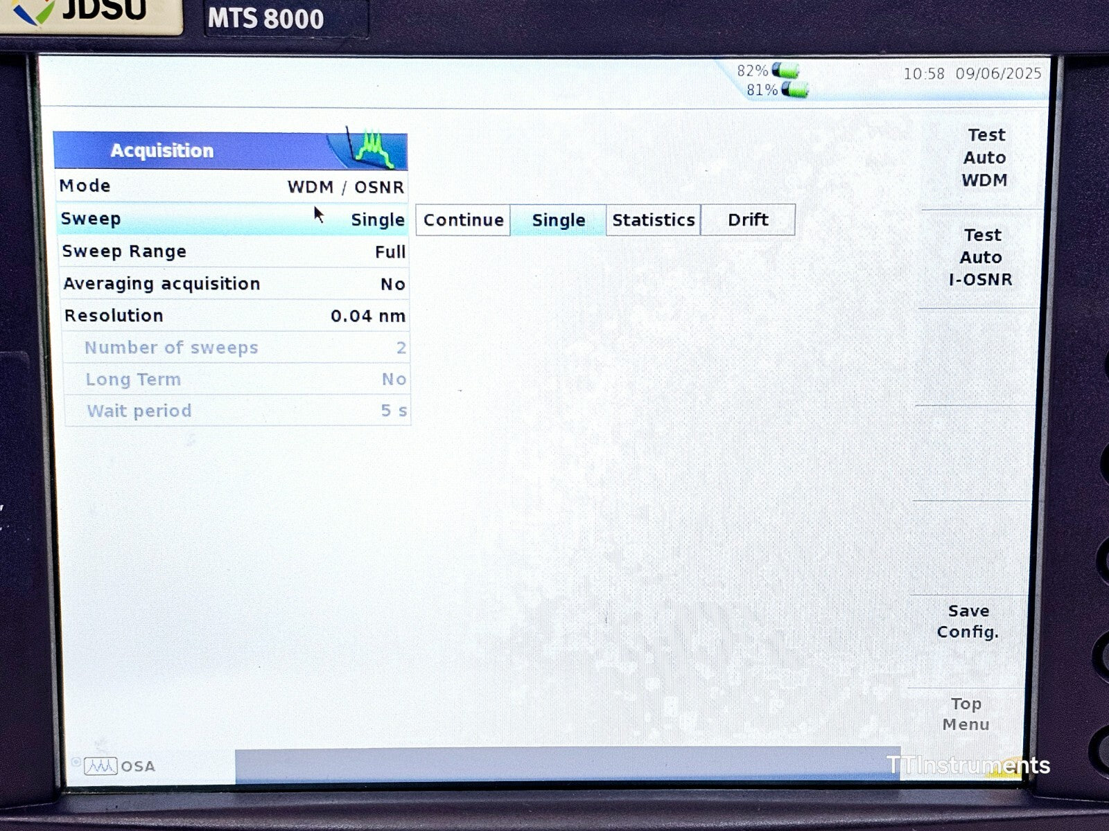 Viavi JDSU MTS 8000e (V2) with OSA-500R 2281/91.55 Optical DWDM Analyzer