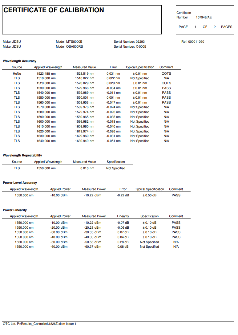 Viavi JDSU MTS 8000e V2 with OSA-500RS 2281/91.57 Optical DWDM Analyzer OSA PC