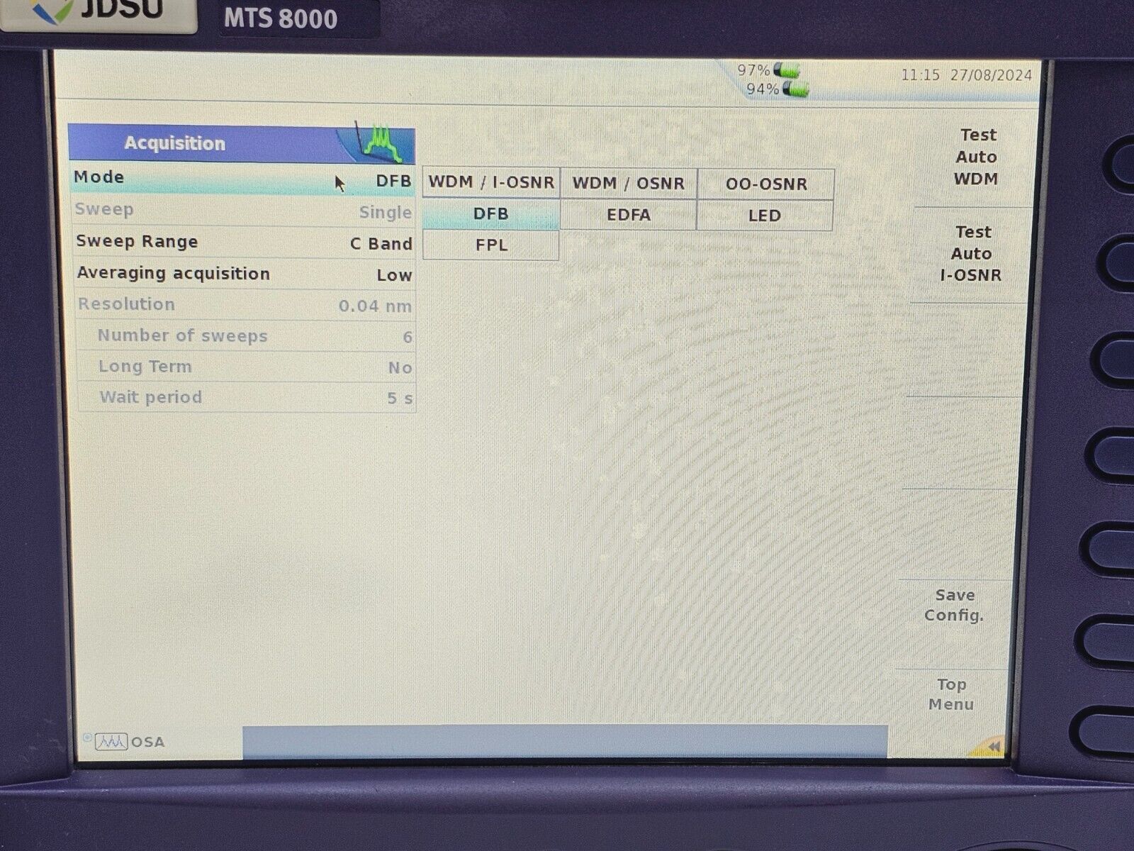 Viavi JDSU MTS 8000e V2 with OSA-500RS 2281/91.57 Optical DWDM Analyzer OSA PC