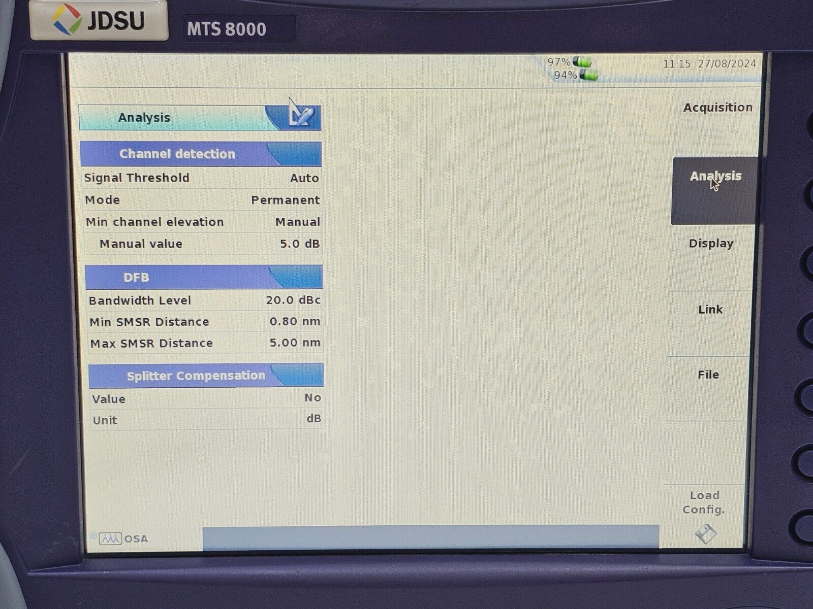 Viavi JDSU MTS 8000e V2 with OSA-500RS 2281/91.57 Optical DWDM Analyzer OSA PC