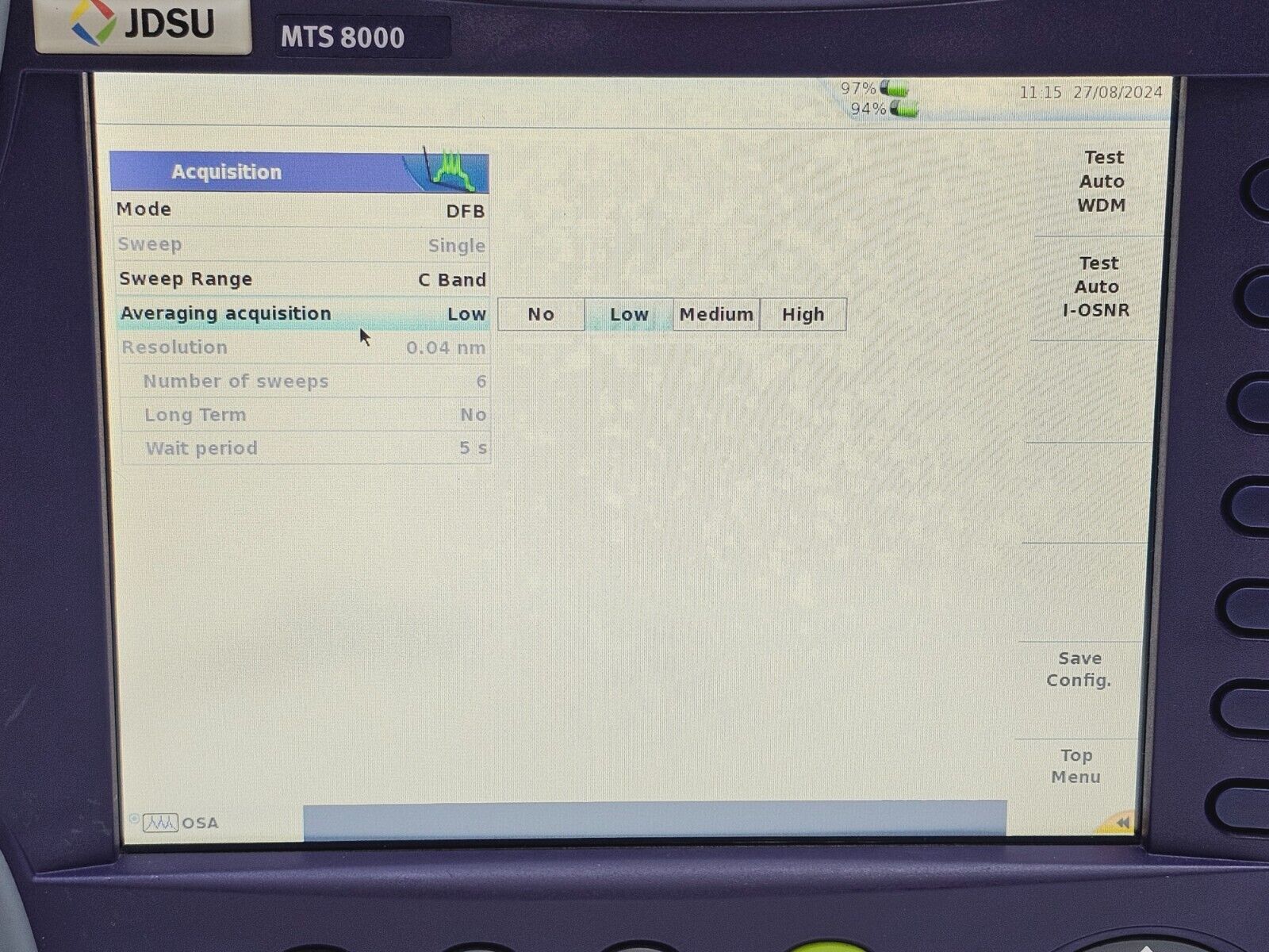 Viavi JDSU MTS 8000e V2 with OSA-500RS 2281/91.57 Optical DWDM Analyzer OSA PC