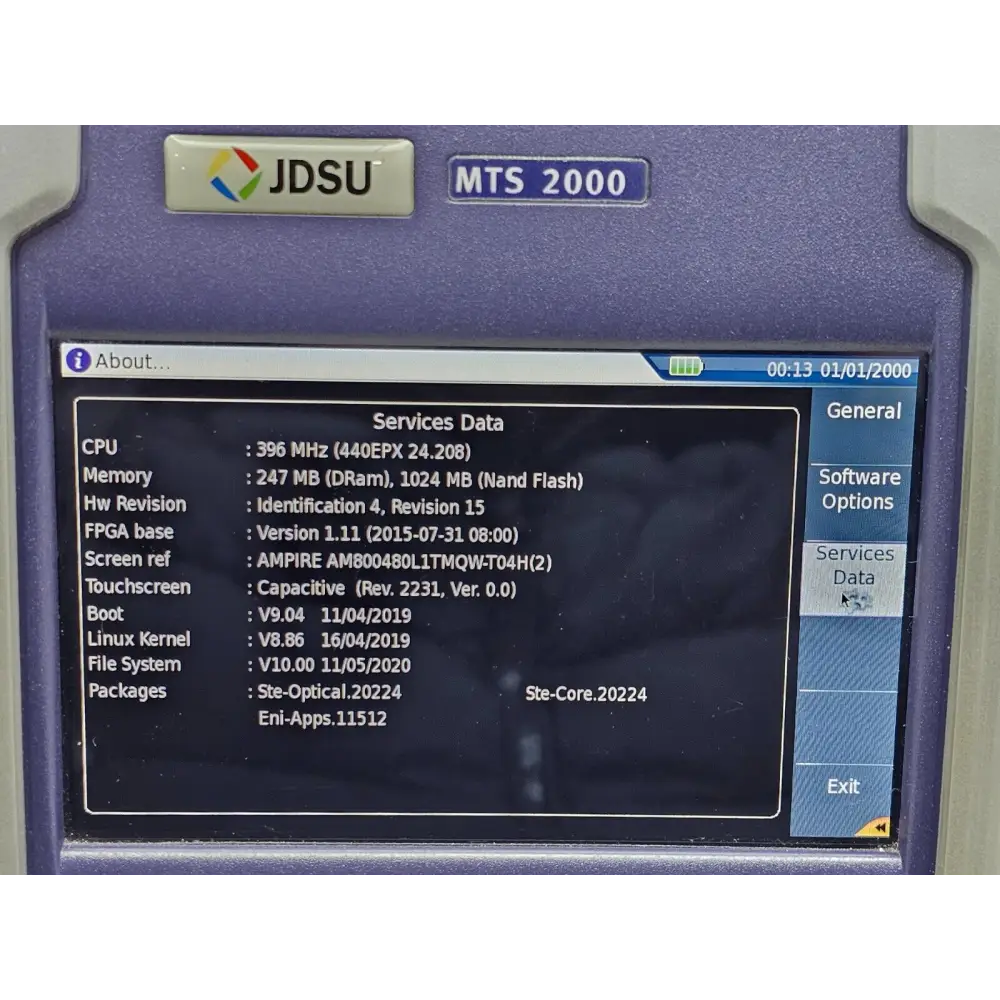 Viavi MTS T-BERD 2000 label and serial number detail