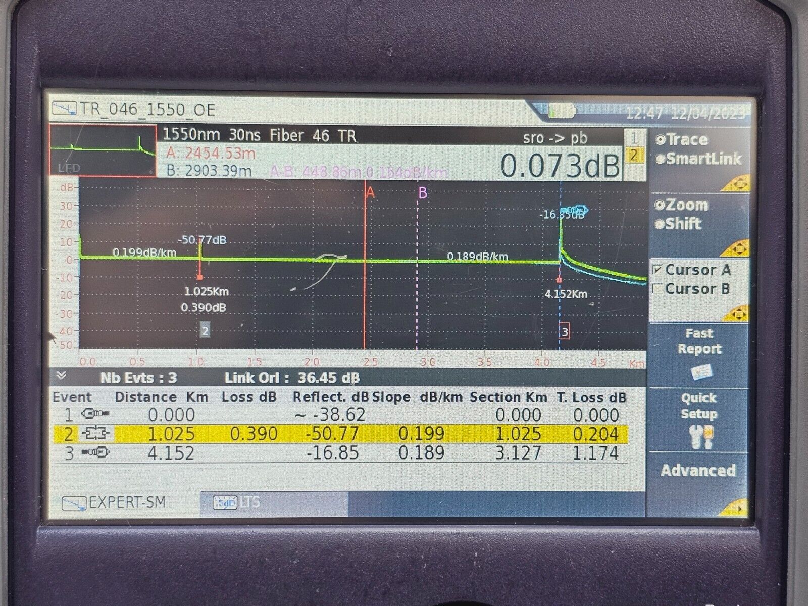 Viavi JDSU MTS T-BERD 2000 with PM / VFL & 4126 MA2 SM OTDR Module 1310/1550 nm