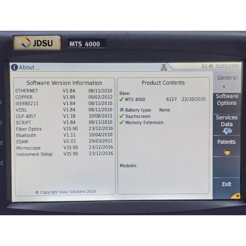 Viavi JDSU MTS T-BERD 4000 Mainframe Platform Touchscreen READ Description