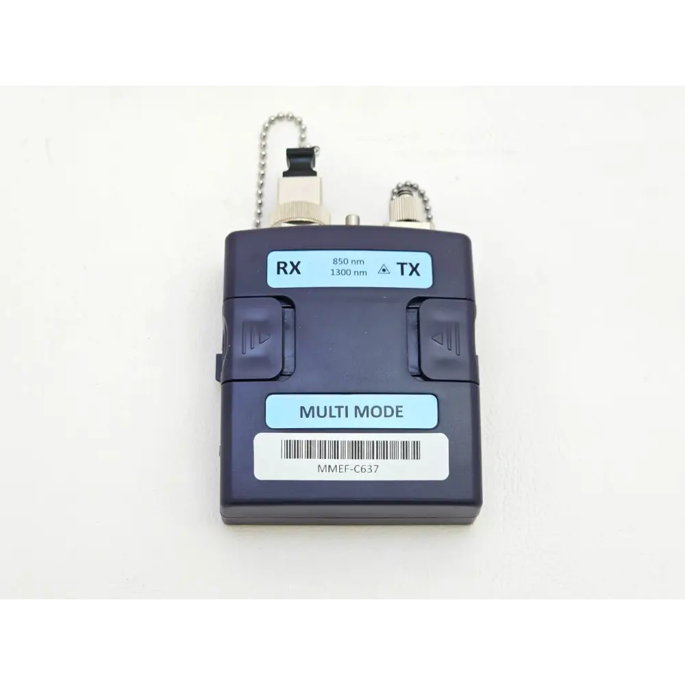 Viavi MMEF-C637 NGC_AD_EF_MM1 front face showing Multi Mode label, barcode, RX TX 850nm 1300nm ports