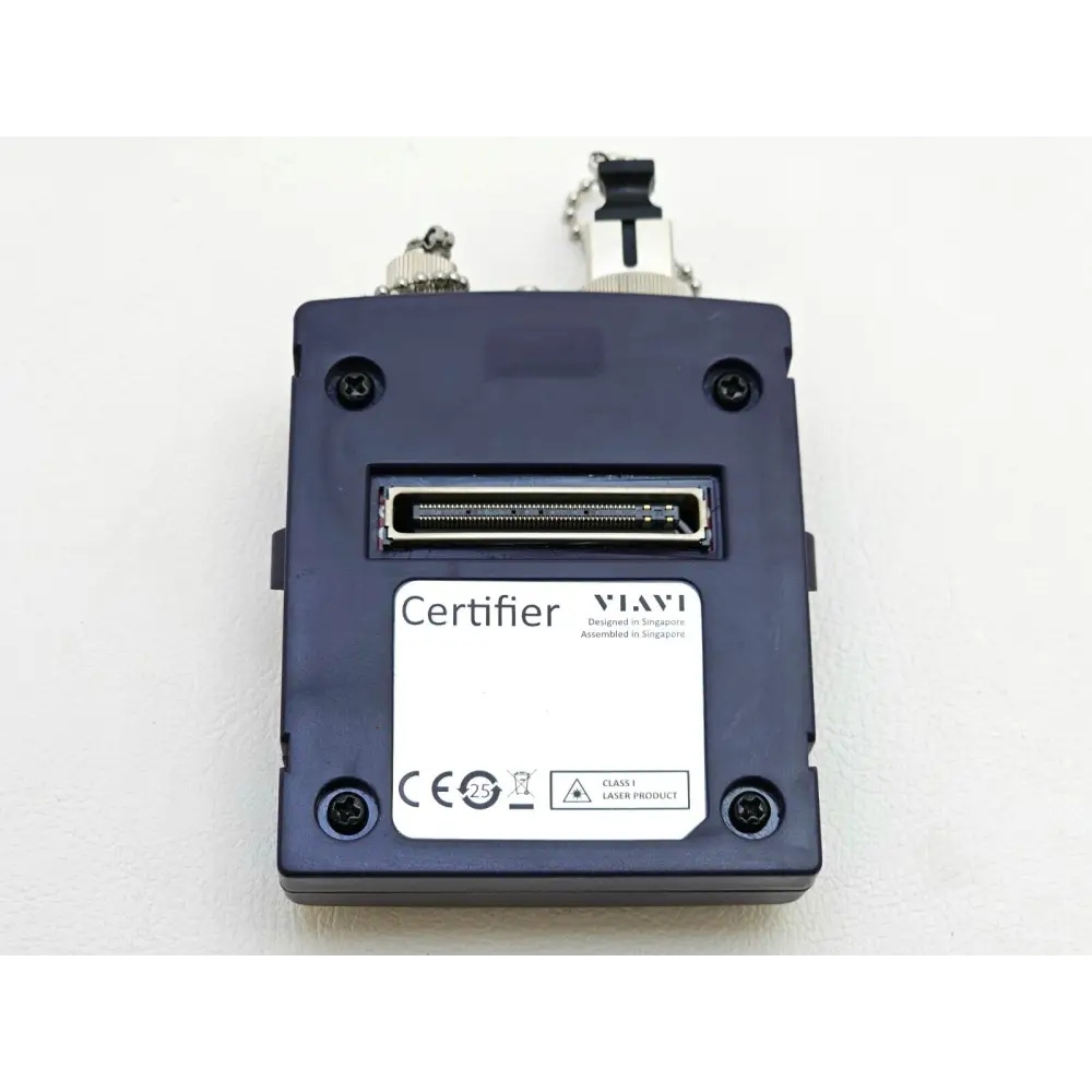 Viavi NGC_AD_EF_MM1 MMEF-C637 rear edge connector close-up with Certifier VIAVI branding and CE Class I laser mark