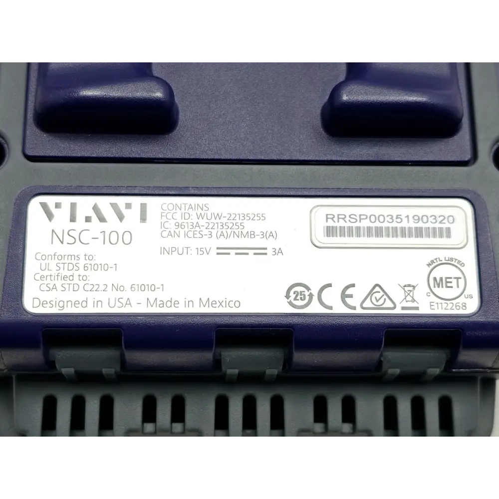Viavi JDSU NSC-100 label showing model and serial number detail