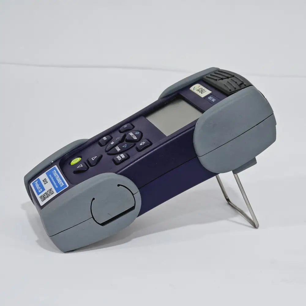 JDSU OCC-56L side view showing optical input port cover, grey rubber bumpers and kickstand