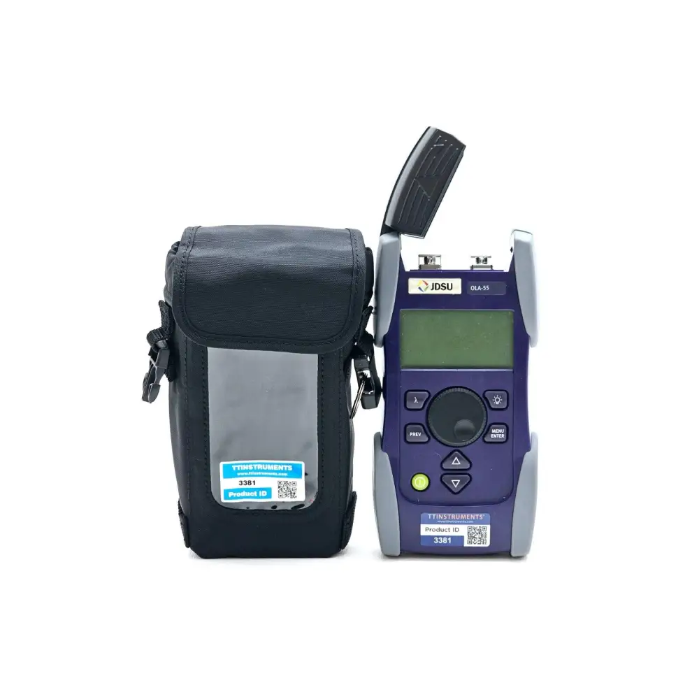 Viavi JDSU OLA-55 singlemode fibre optical attenuator front view showing SMARTStar display