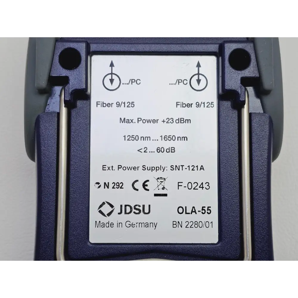 Viavi JDSU OLA-55 singlemode attenuator angled view showing overall build and condition