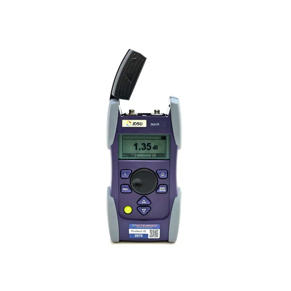 OLA-55 optical attenuator display showing attenuation value and SMARTStar interface