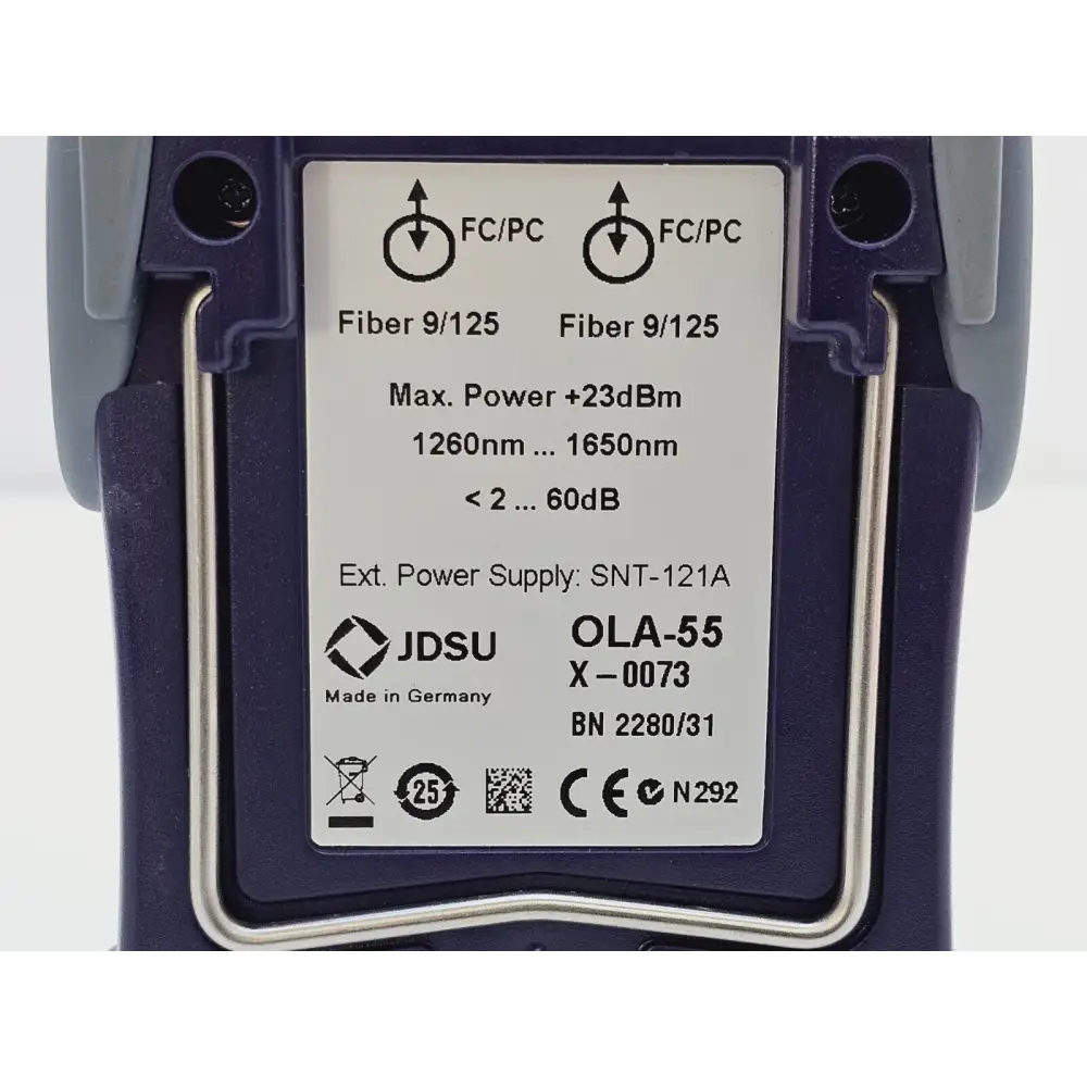 Viavi OLA-55 portable fibre attenuator showing shock-proof splash-proof enclosure