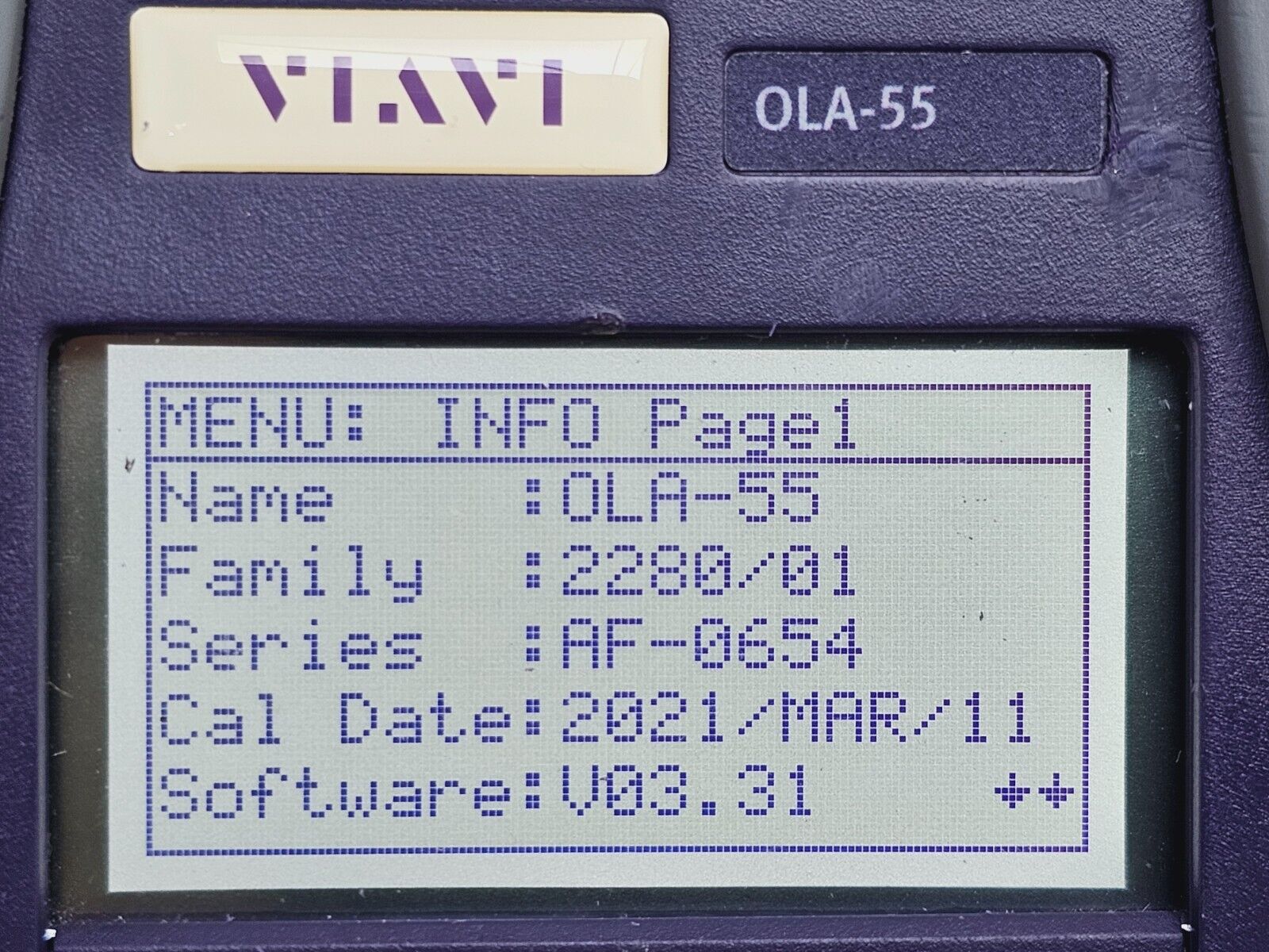 Viavi JDSU OLA-55 screen wear detail showing used cosmetic condition