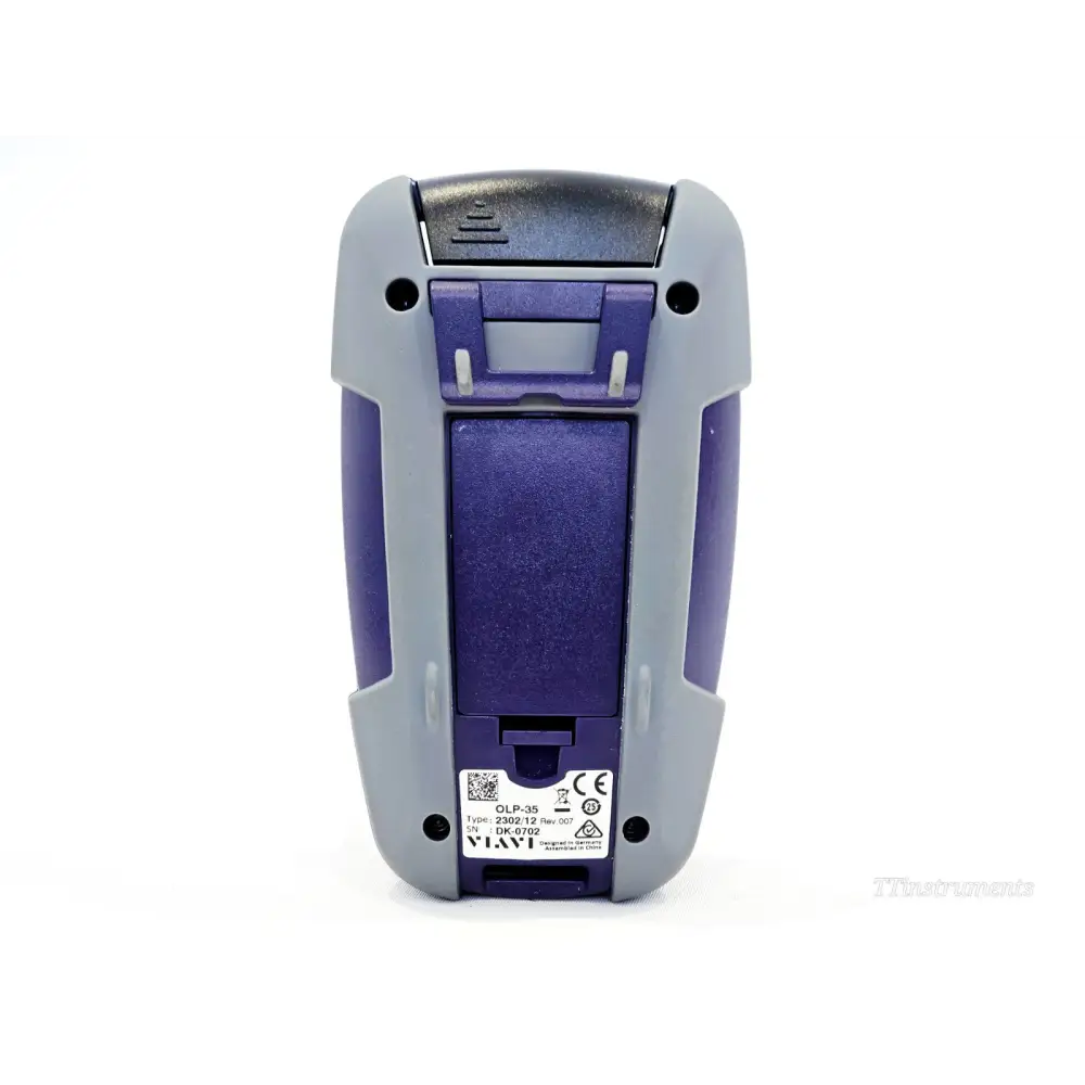 OLP-35 optical power meter 2302/12 rear label showing model and serial number