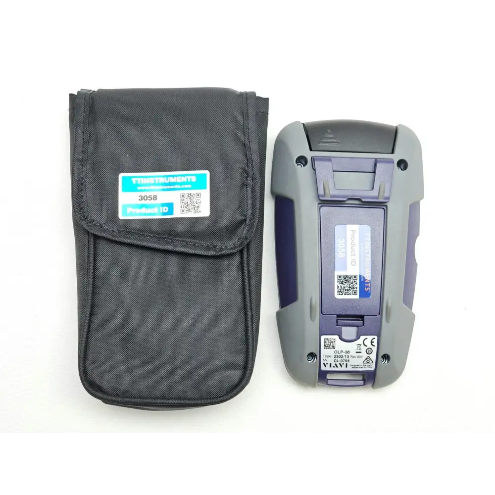Viavi JDSU OLP-38 rear view showing battery compartment and product label