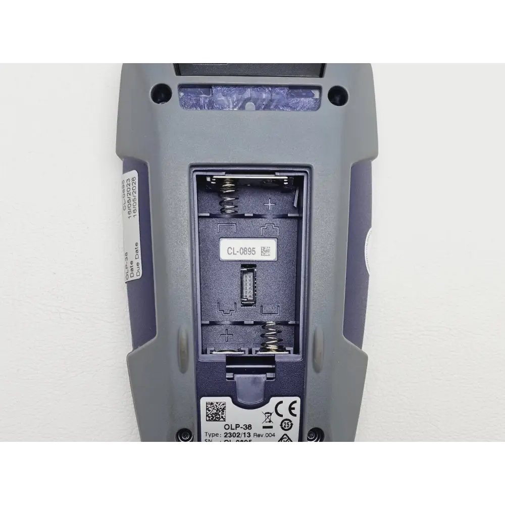 Viavi JDSU OLP-38 optical power meter serial number and calibration label