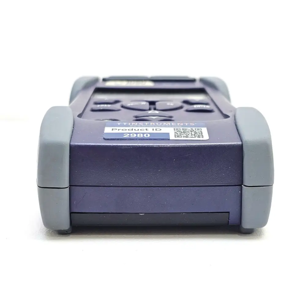 JDSU OLP-55 BN 2277/01 bottom view showing battery compartment and TT Instruments Product ID 2980 label