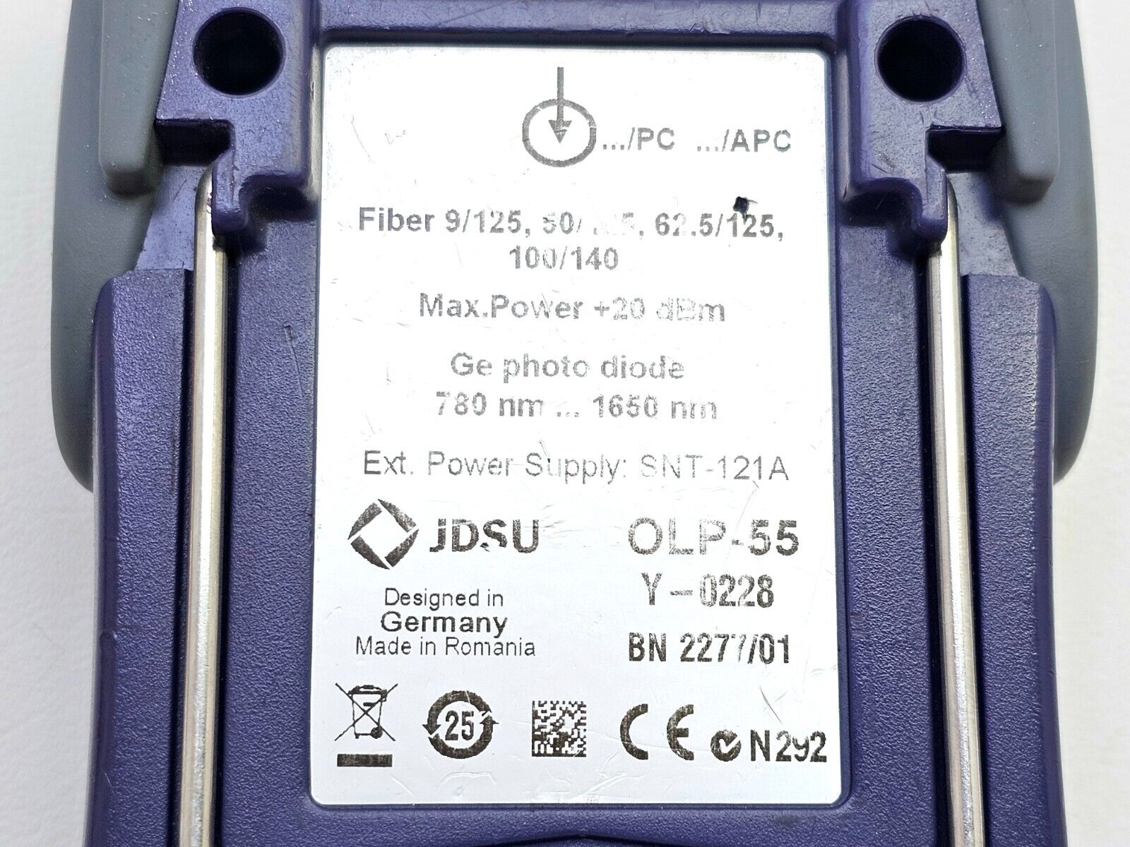 Viavi JDSU OLP-55 Optical Power Meter 2277/01 780nm to 1650nm PC/APC SM/MM