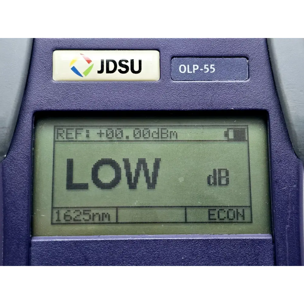 Viavi JDSU OLP-55 optical power meter full unit view with protective port cover fitted