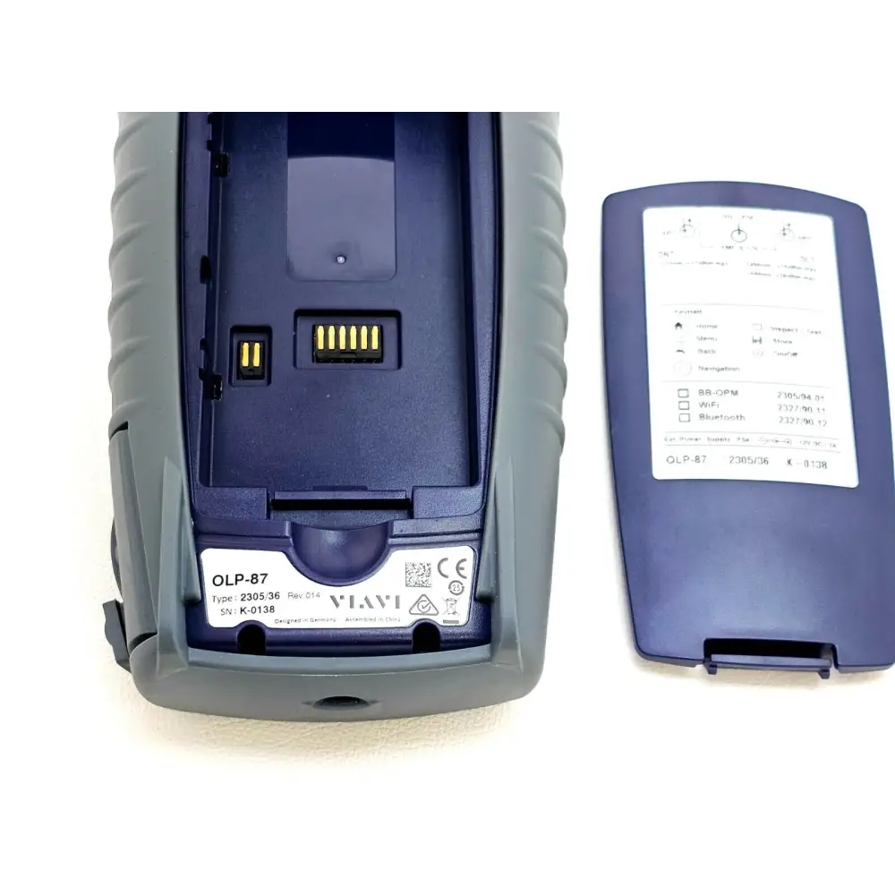 OLP-87 FTTx power meter showing USB and interface port detail
