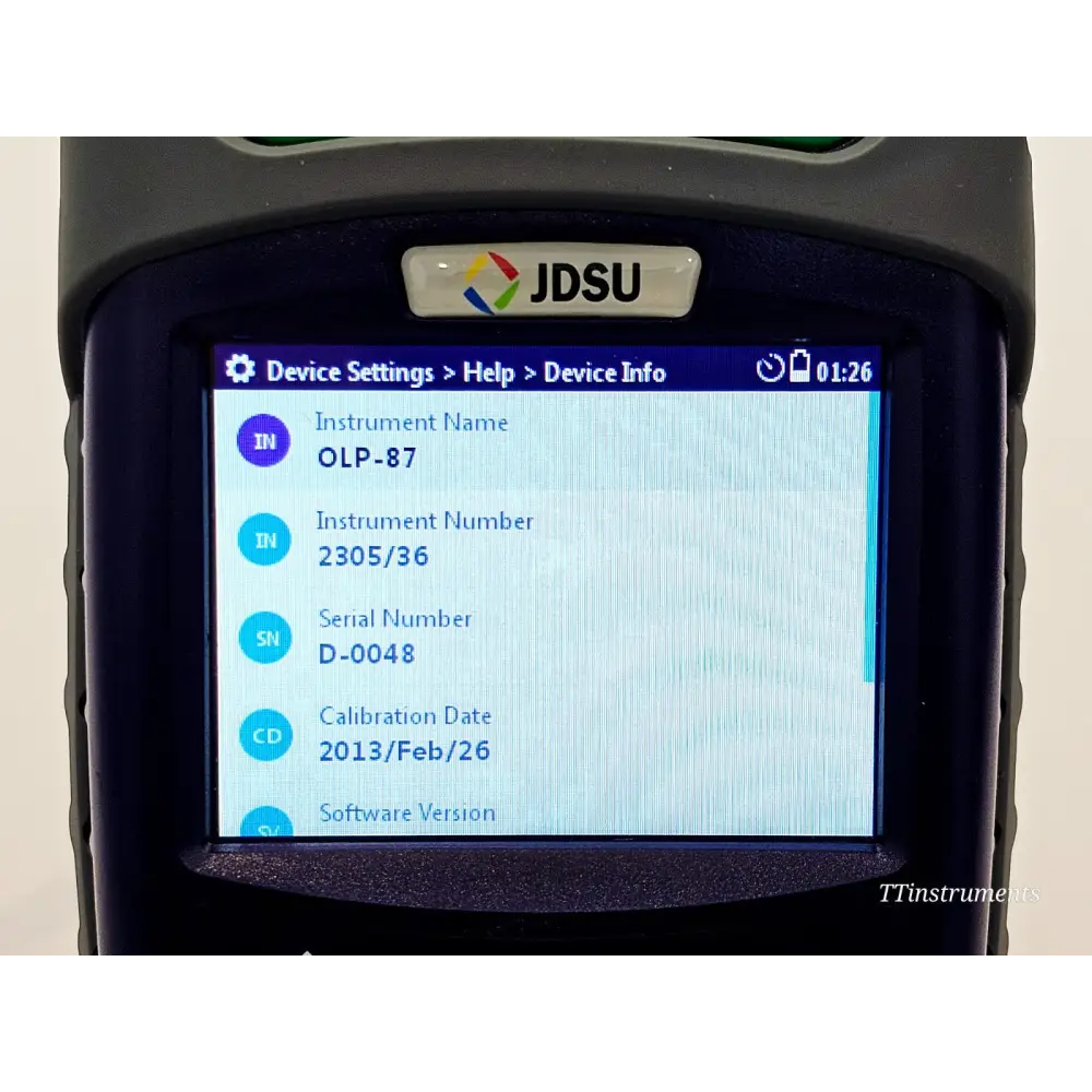 Viavi JDSU OLP-87 FTTx power meter powered on showing wavelength readout